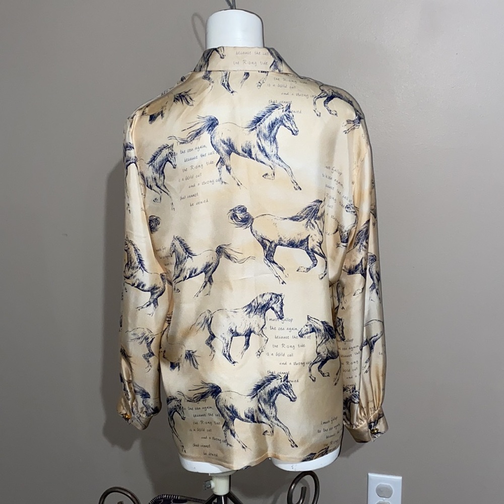Escada Silk Button up Horse Print Blouse - Picture 4 of 7